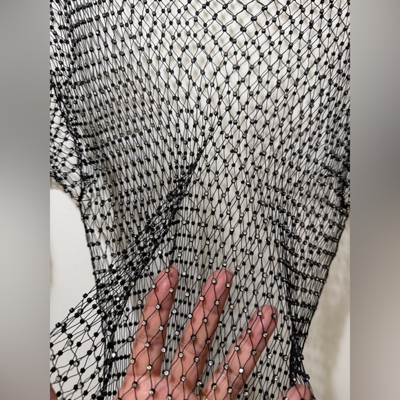 Dolls Kill Black Mesh Rhinestone Crop Top - Picture 10 of 10